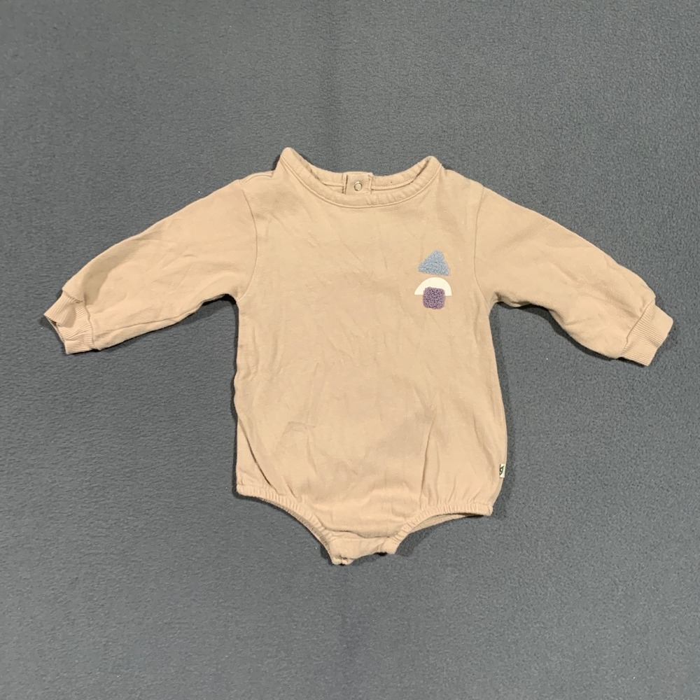 Easy-Peasy 100% Organic Cotton Long‎ Sleeve Dumpling Bodysuit Beige Size 12M